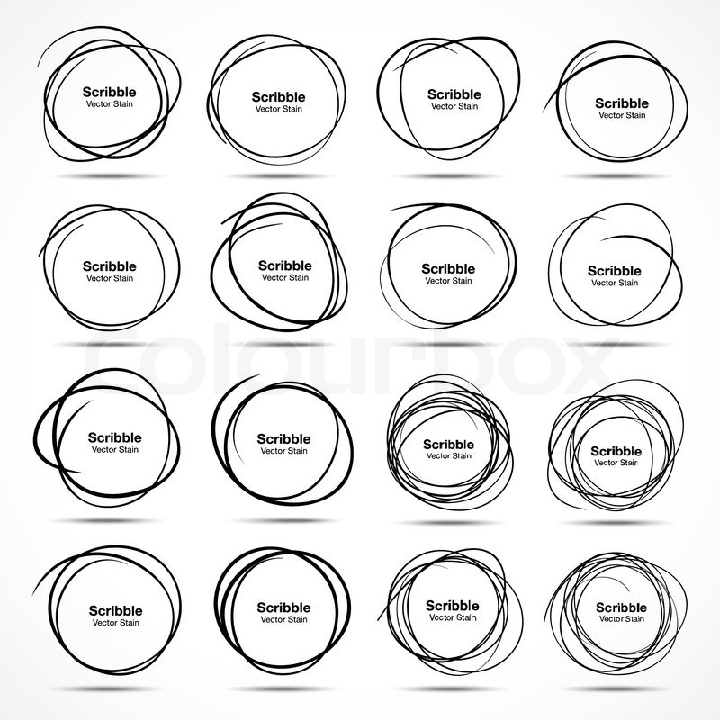 800x800 Set Of 16 Hand Drawn Scribble Circles, Vector Design Elements