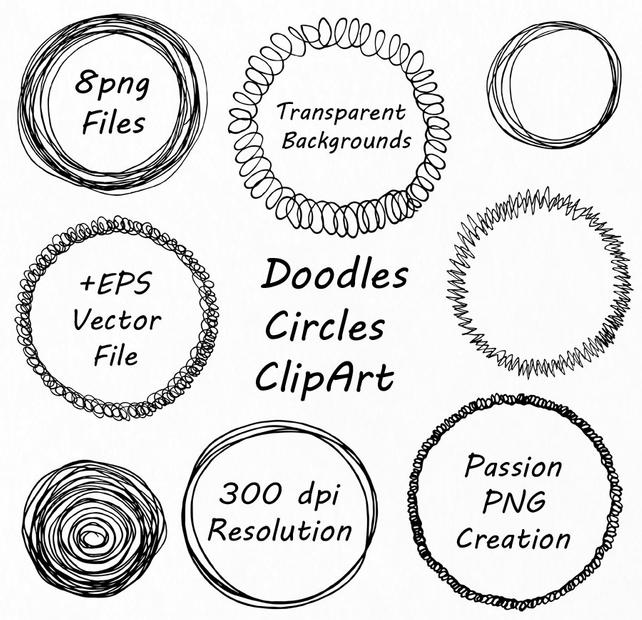 642x620 Doodle Circle Clipart Hand Drawn Circle Frames Clip Art Etsy