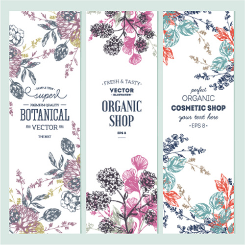 500x500 Hand Drawn Floral Banners Vectors Illustration 04 Free Download