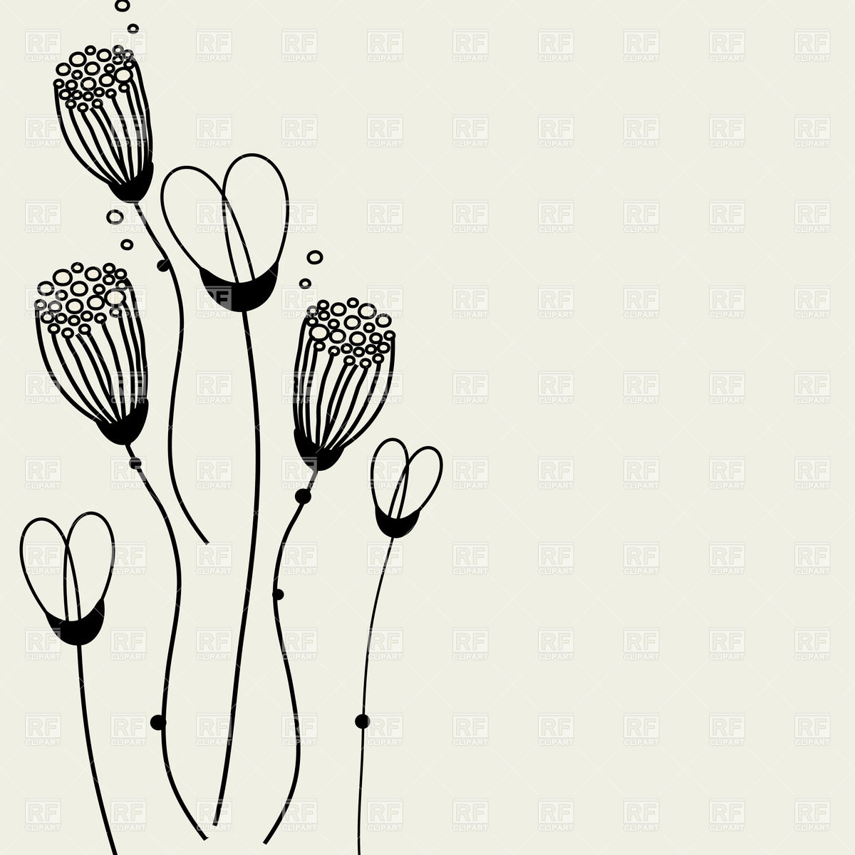 1200x1200 Set Of Stylized Hand Drawn Flowers Vector Image Vector Artwork