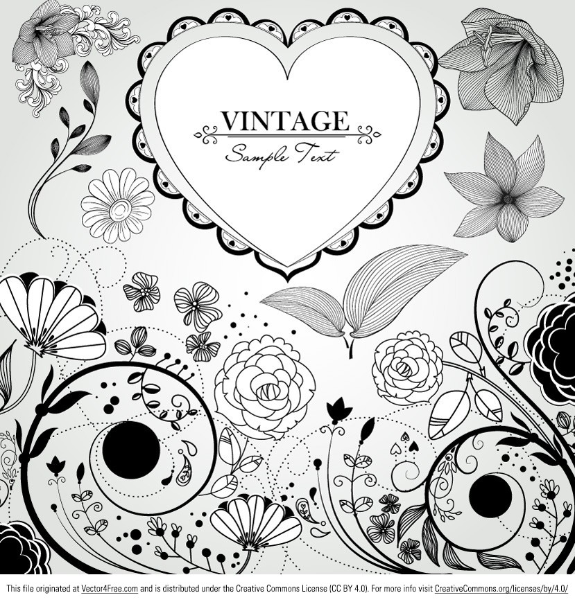 829x869 Free Hand Drawn Flower Vectors