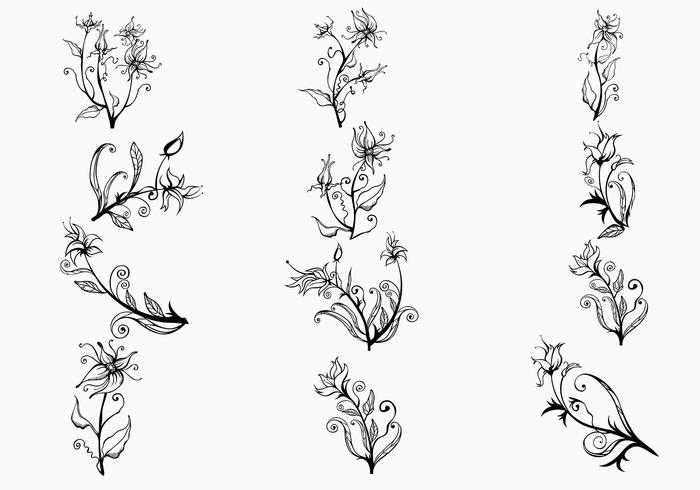 700x490 Hand Drawn Flower Vectors Pack