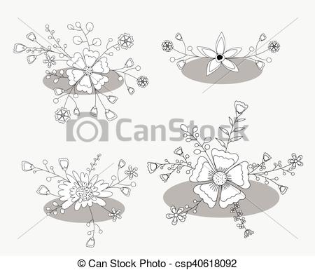 450x385 Hand Drawn Flowers Designs Vector Illustration.