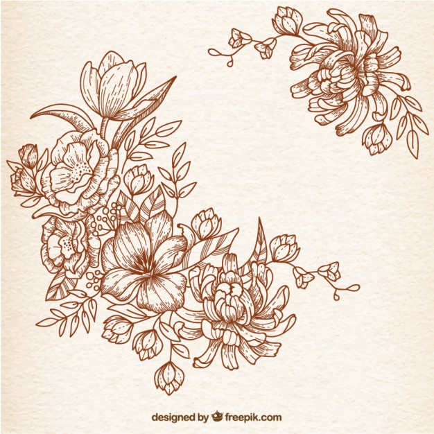 626x626 Hand Drawn Flowers In Retro Style Vector Free Download