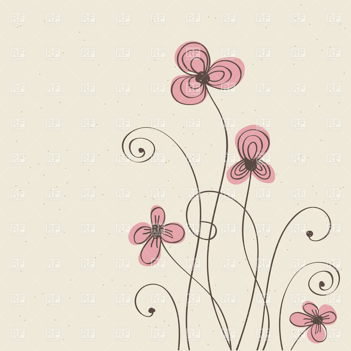 1200x1200 Hand Drawn Flowers With Long Stems Vector Image Vector Artwork
