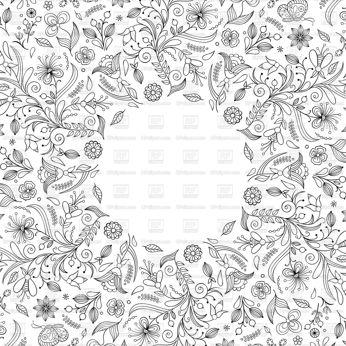 1200x1200 Invitation Card With Hand Drawn Flowers.vector Illustration