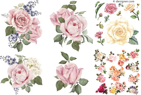 600x406 4 Designer Hand Drawn Flower Vector