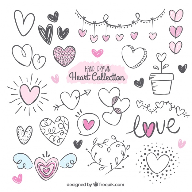 626x626 Fantastic Pack With Variety Of Hand Drawn Hearts Vector Free