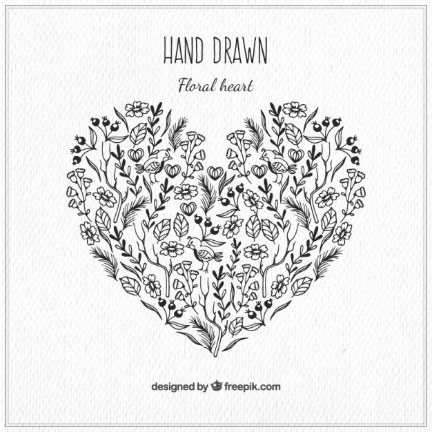 626x626 Floral Hand Drawn Heart Vector Free Download