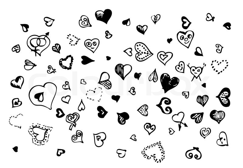 800x553 Hand Drawn Hearts Isolated On The White Background Stock Vector