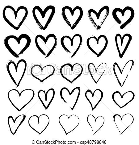 450x470 Set Of Hand Drawn Hearts. Vector Illustration.
