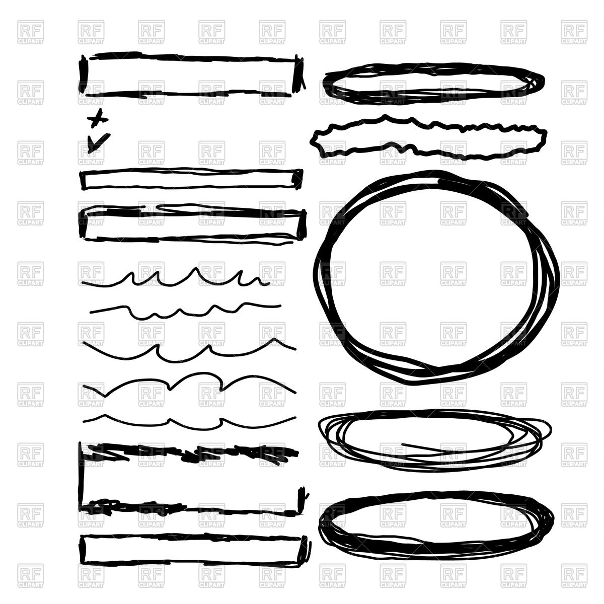 1200x1200 Hand Drawn Frames, Lines, Circle And Bubble Vector Image Vector