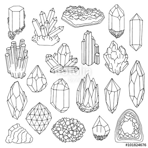 500x500 Hand Drawn Line Crystal, Mineral, Gem Stock Image And Royalty