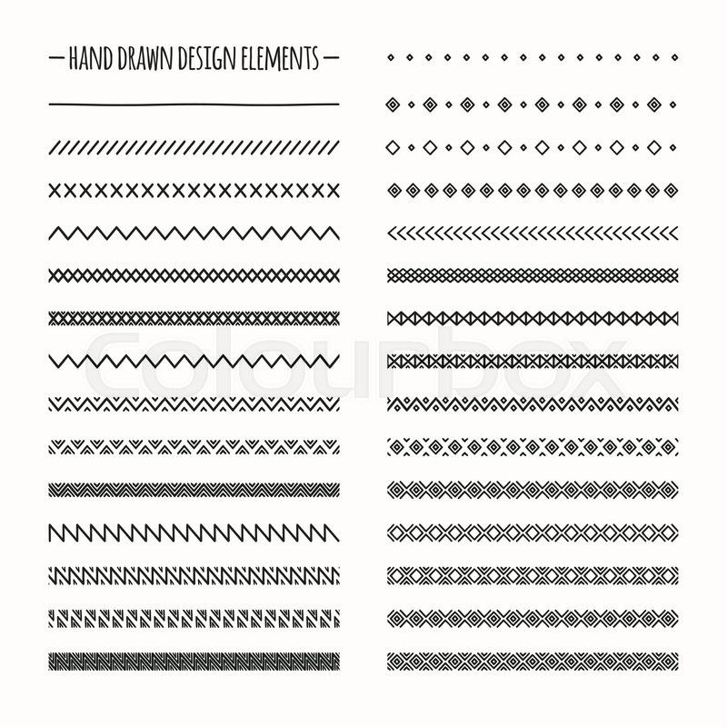 800x800 Hand Drawn Vector Line Border Set And Scribble Design Element