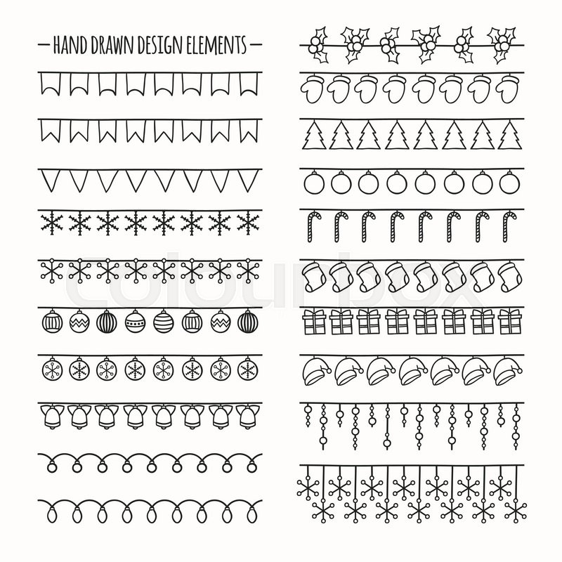 800x800 Set Of 2016 Christmas Season Hand Drawn Vector Line Border And