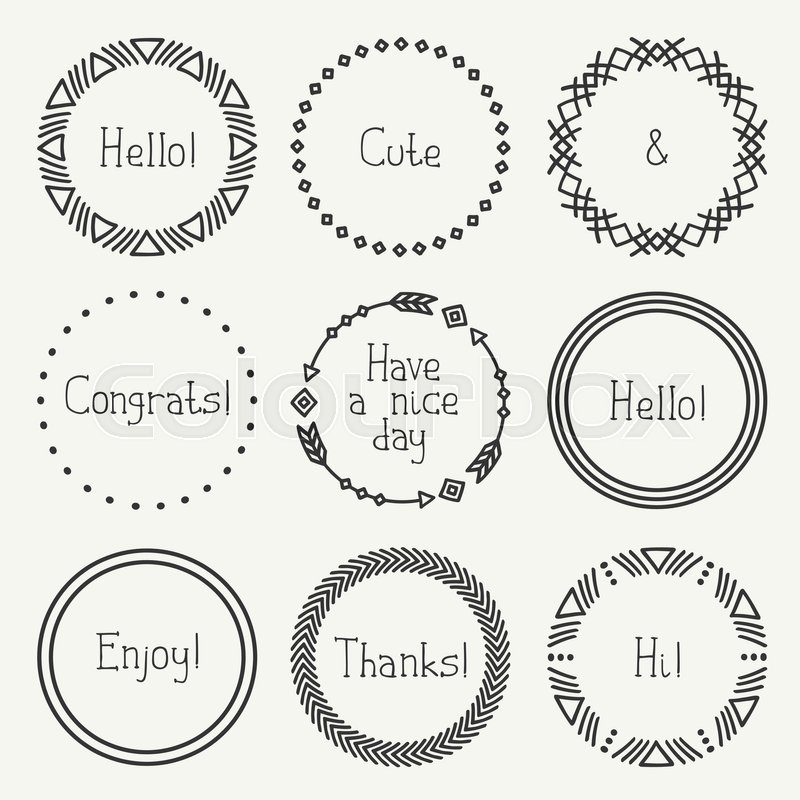 800x800 Day Of The Dead Frame Set. Tribal Hand Drawn Line Mexican Ethnic