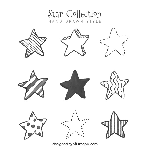 626x626 Hand Drawn Star Set Vector Free Download