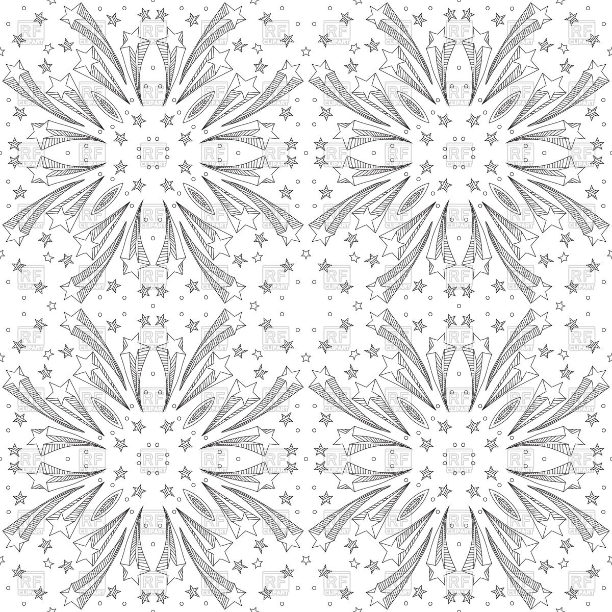1200x1200 Seamless Pattern Made Of Black Hand Drawn Stars Vector Image