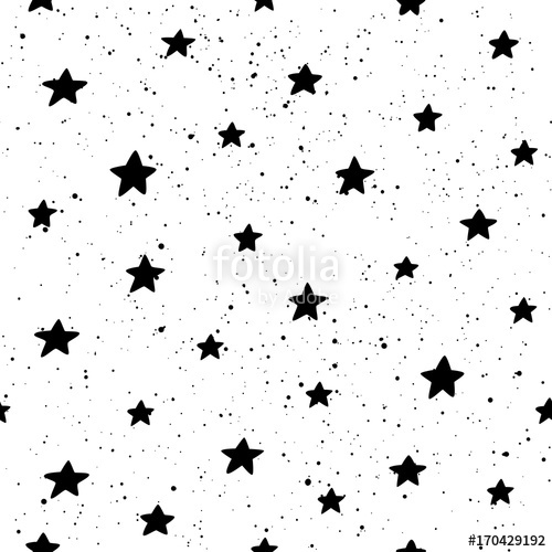 500x500 Seamless Pattern With Hand Drawn Stars And Splashes. Vector