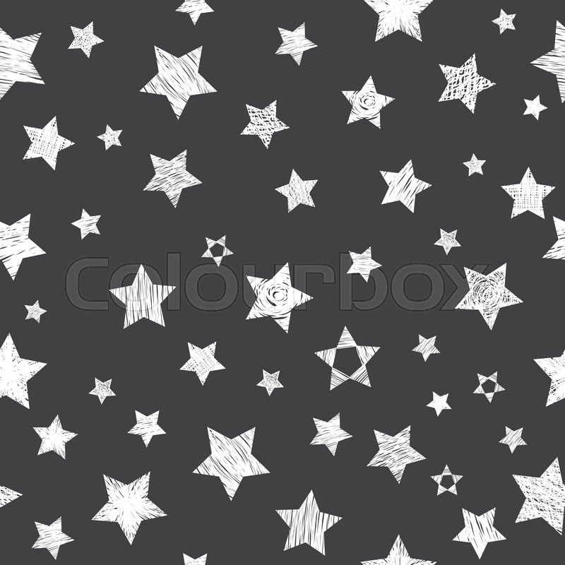 800x800 Seamless Pattern With White Stars On Black Background. Stylish