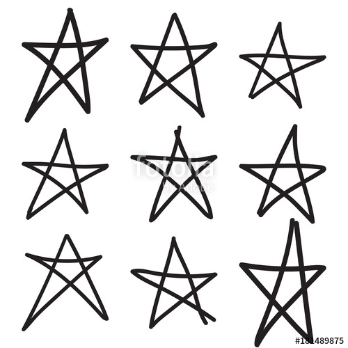500x500 Set Hand Drawn Star. Vector Collection Of Ruggedly Handdrawn Stars
