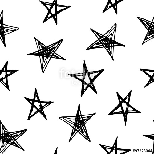 500x500 Hand Drawn Doodle Seamless Pattern With Stars. Stock Image And