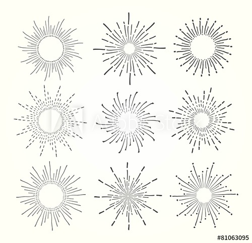 500x483 Vintage Hand Drawn Star Bursts