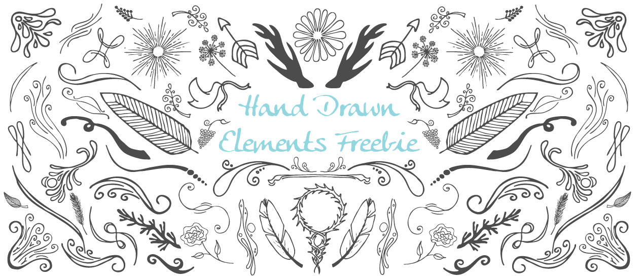 1270x550 Hand Drawn Elements Vector Freebie