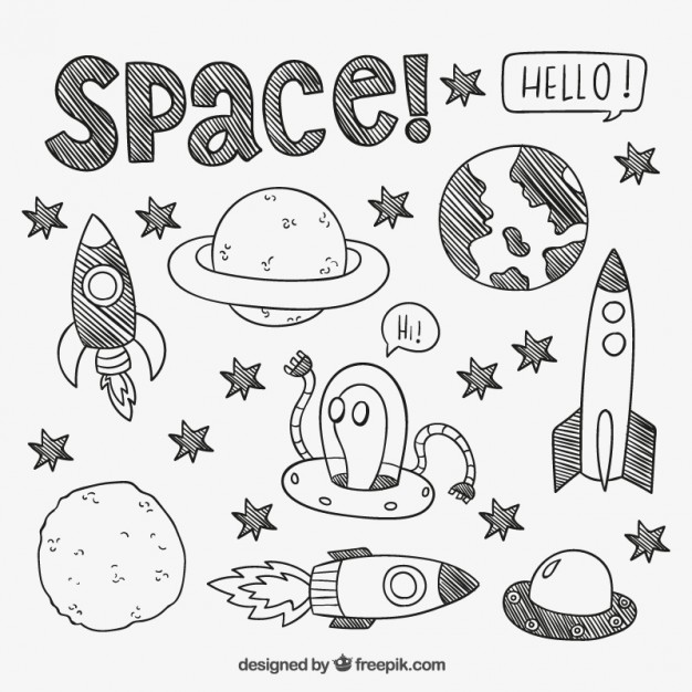 626x626 Hand Drawn Space Elements Vector Free Download