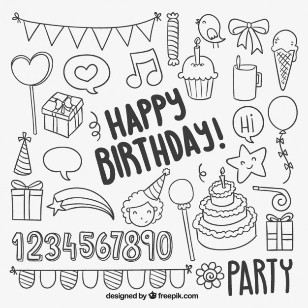 626x626 Hand Drawn Birthday Elements Vector Premium Download