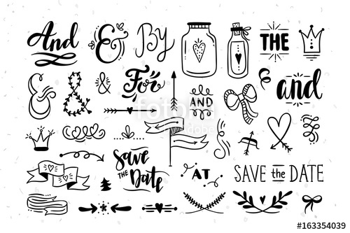 500x333 Hand Drawn Vector Catchwords And Ampersands. Graphic Design