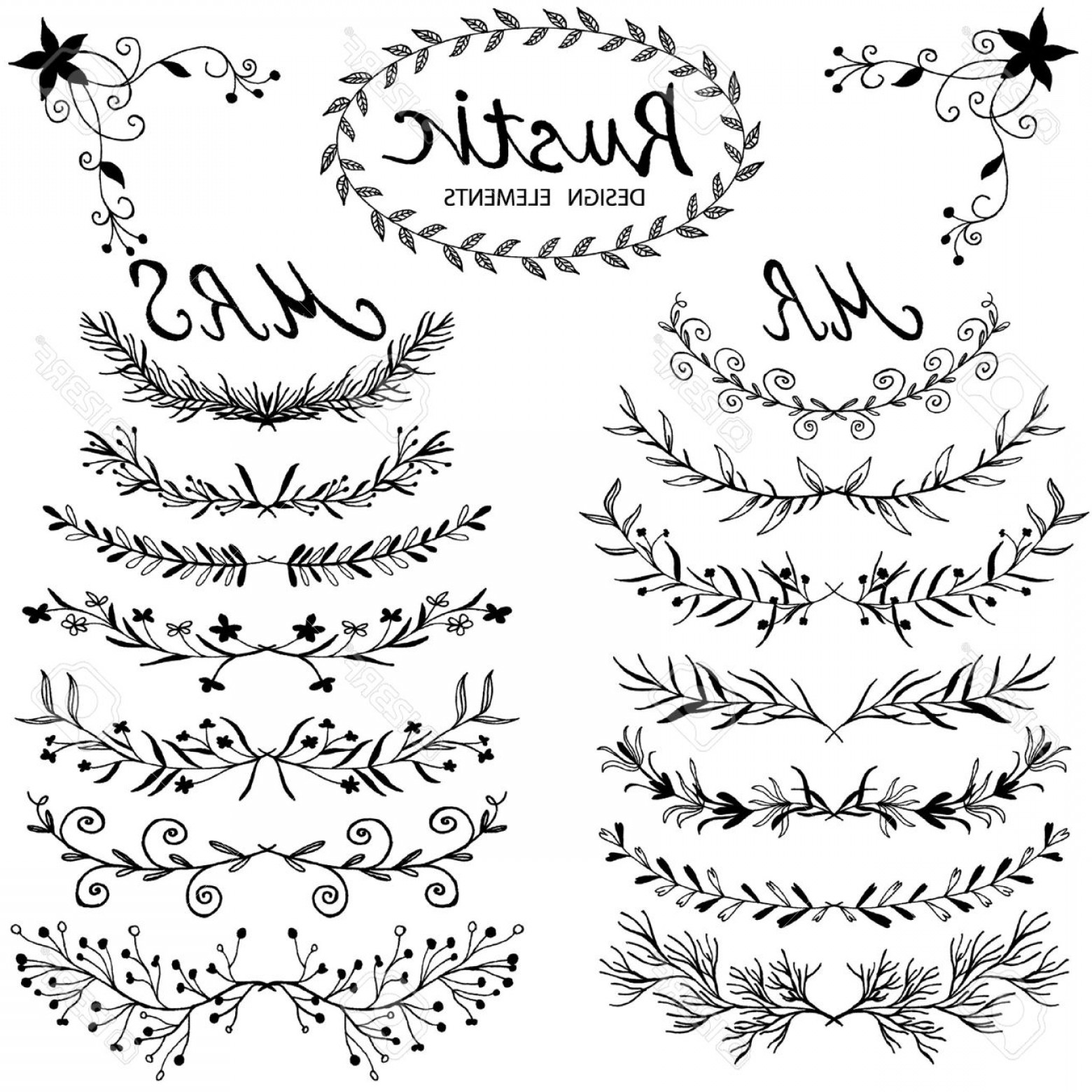 1560x1560 Photostock Vector Hand Drawn Vector Floral Design Elements In