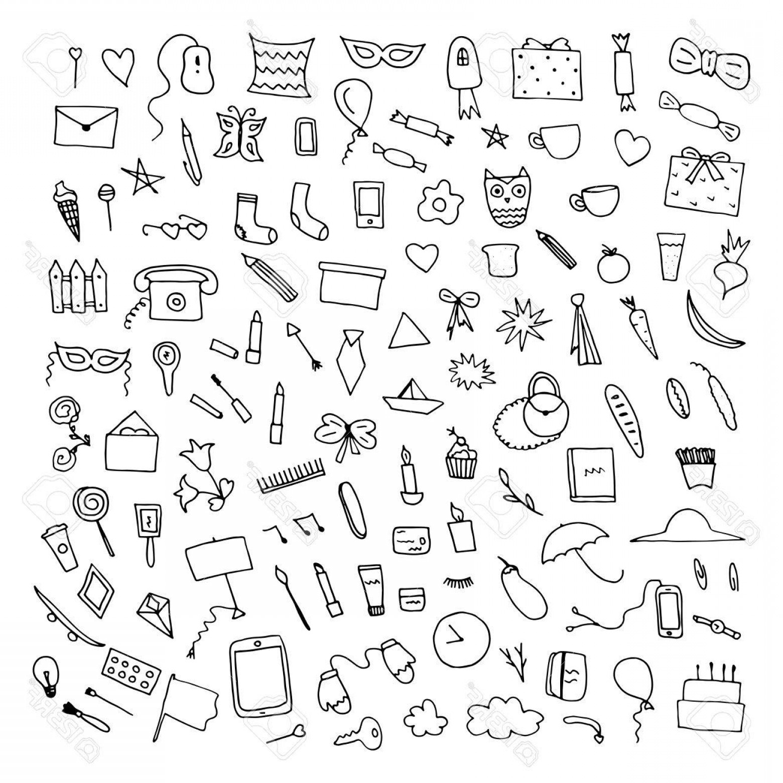 1560x1560 Photostock Vector Home Related Trendy Doodles Hand Drawn Vector