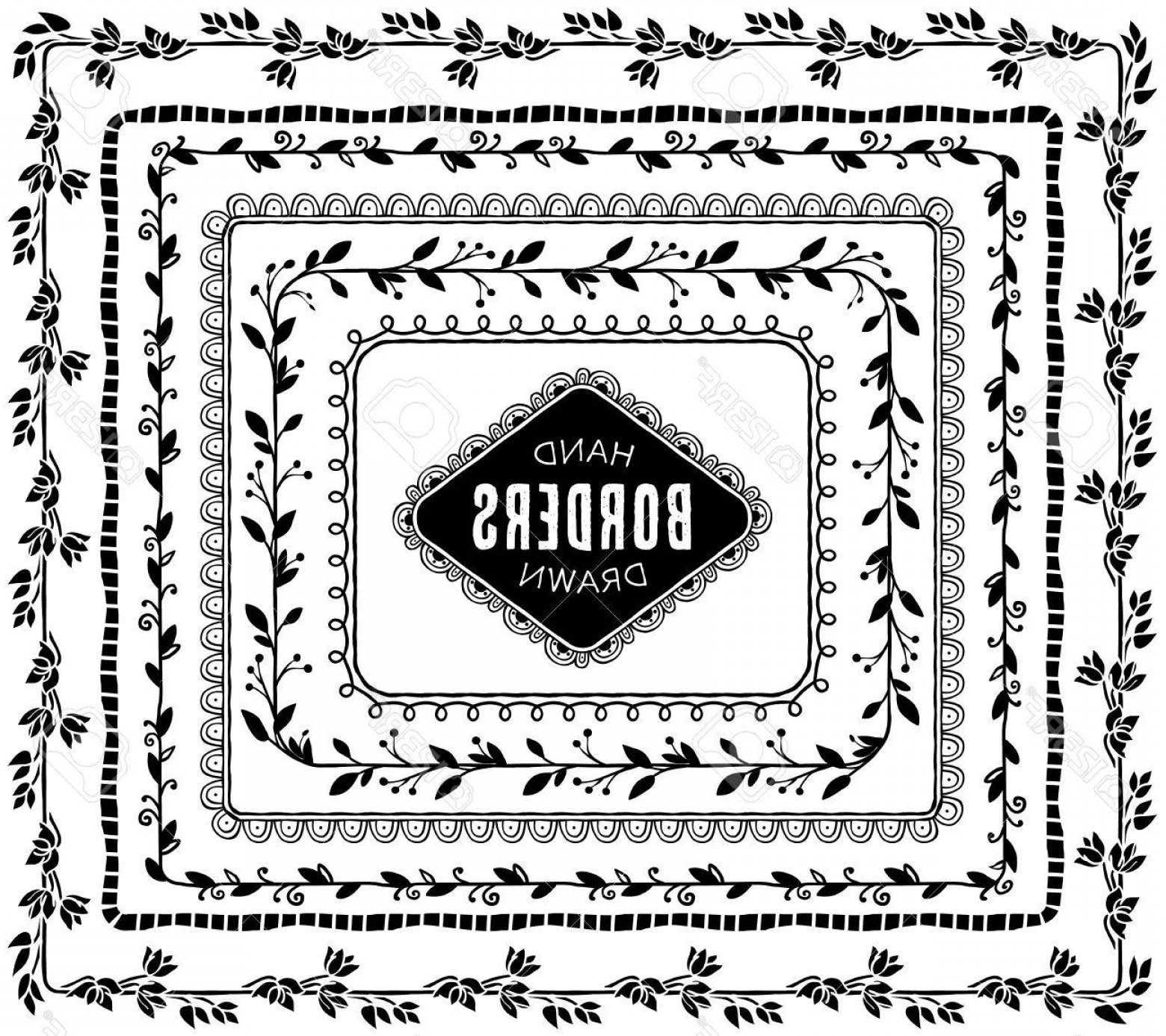 1560x1386 Photostock Vector Vintage Decorative Nature Borders Hand Drawn