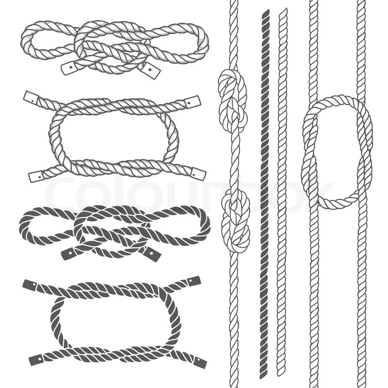 800x800 Set Of Marine Rope, Knots. Vector Elements On A White Background