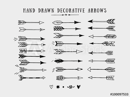 500x375 Vector Vintage Decorative Arrows Set. Hand Drawn Vector Design