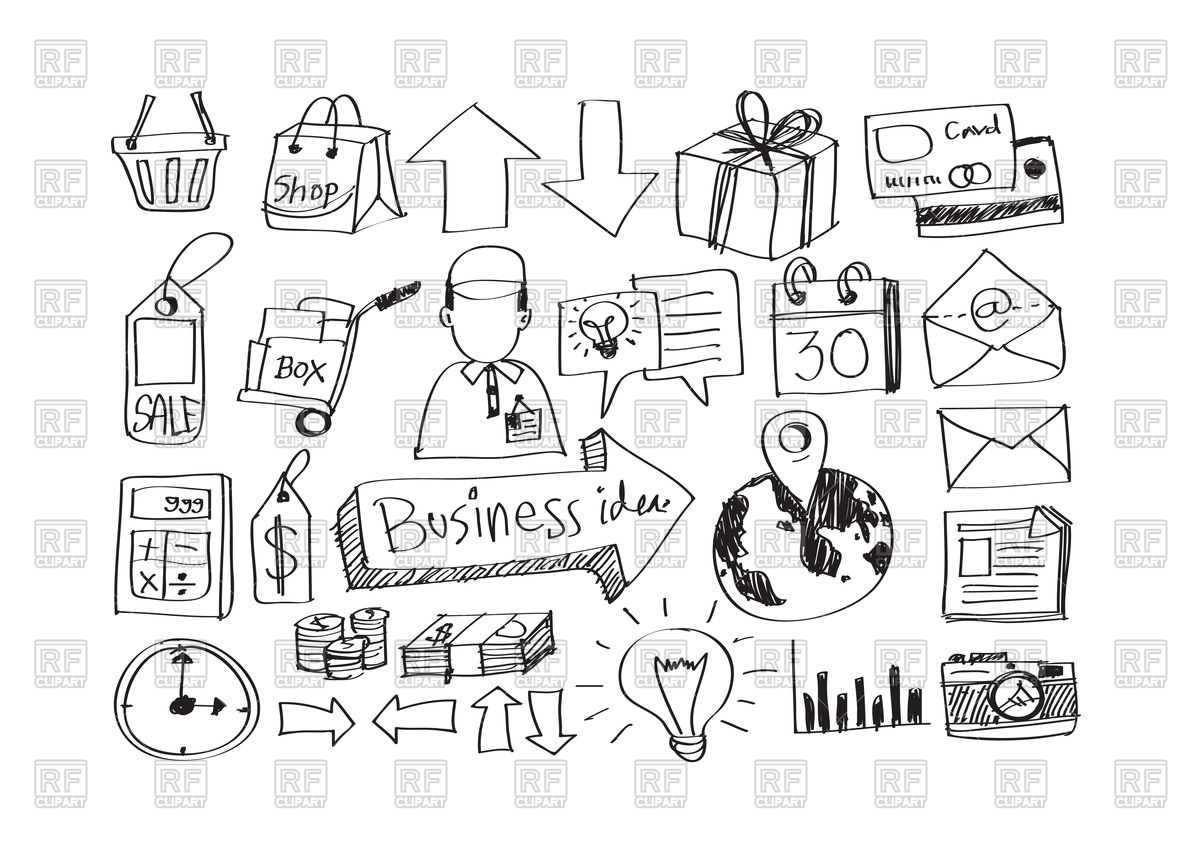 1200x848 Business Hand Drawn Icons Vector Image Vector Artwork Of