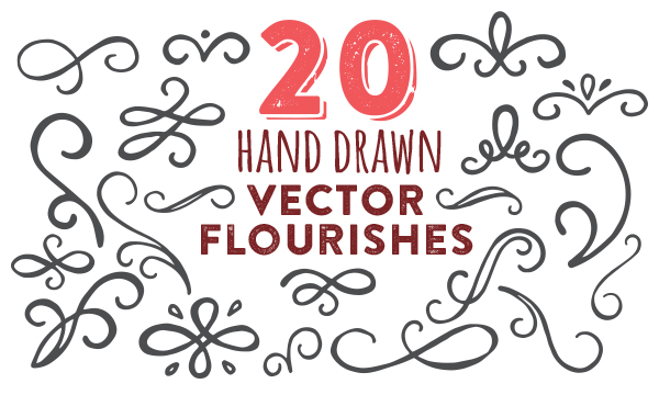 600x360 Freebie Hand Drawn Vector Flourishes