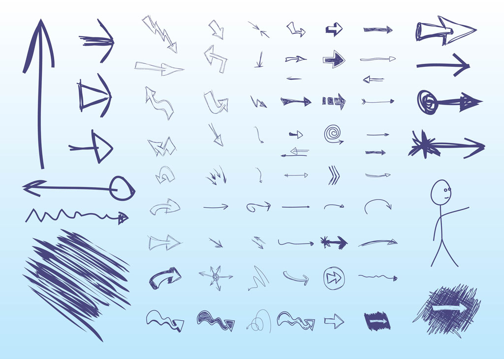 1024x731 14 Free Hand Drawn Vector Arrows Images