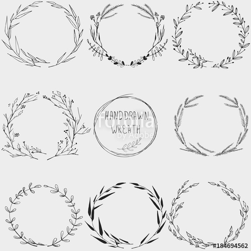 500x500 Hand Drawn Floral Wreath. Vector Vintage Illustration Stock Image