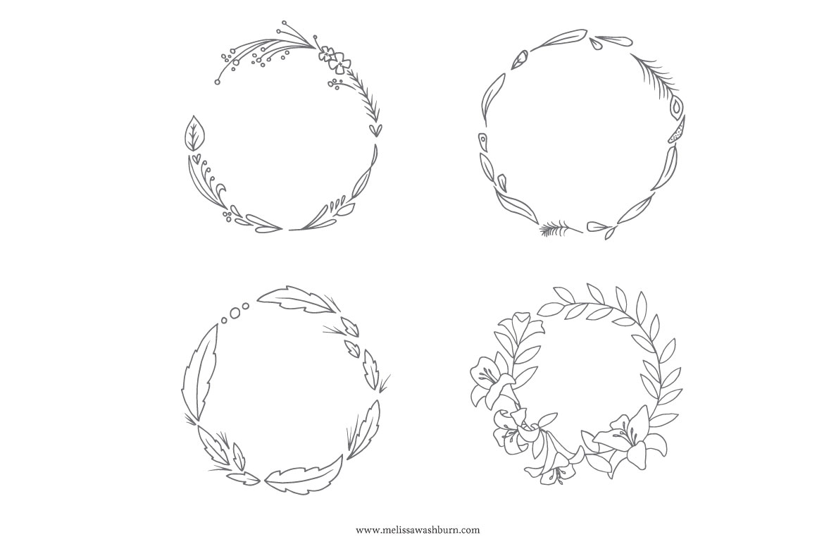 1160x772 Hand Drawn Botanical Wreaths