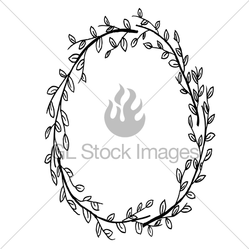 500x500 Hand Drawn Leafy Branch Wreath Vector Gl Stock Images
