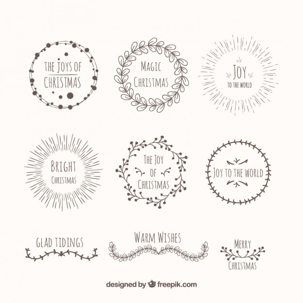 626x626 Hand Drawn Decorative Christmas Wreaths Vector Free Download