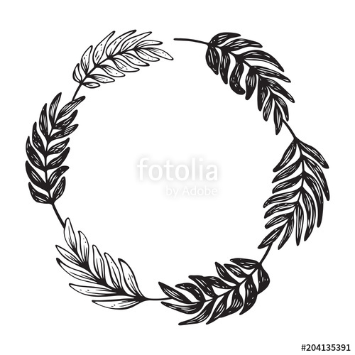 500x500 Hand Drawn Wreath. Vector Vintage Round Frame For Cards, Quotes