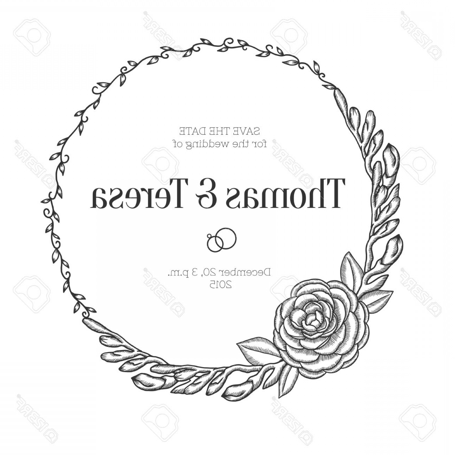1560x1560 Photostock Vector Hand Drawn Floral Wedding Invitation Vintage