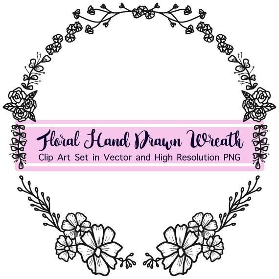 570x570 Summer Laurel Wreath Vector Hand Drawn Wreath Svg Vintage Etsy