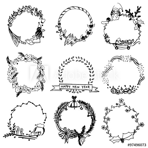 500x500 Wreaths Vector Set,free Hand Drawing Wreaths