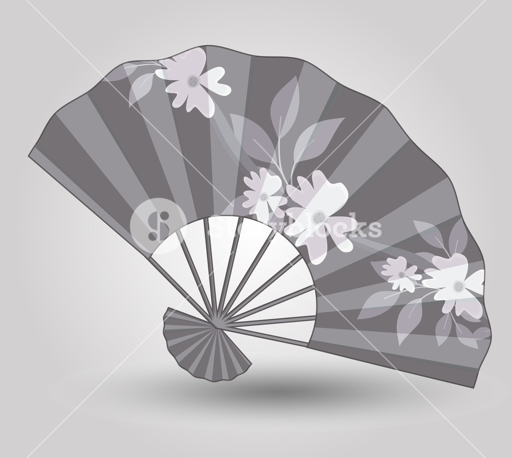 1000x896 Vintage Japanese Folding Fan Vector Illustration Royalty Free