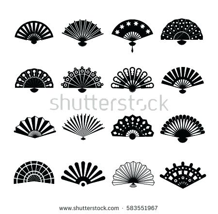 450x441 White Paper Fans Hand Paper Fan Vector Icons Or Beautiful Fans
