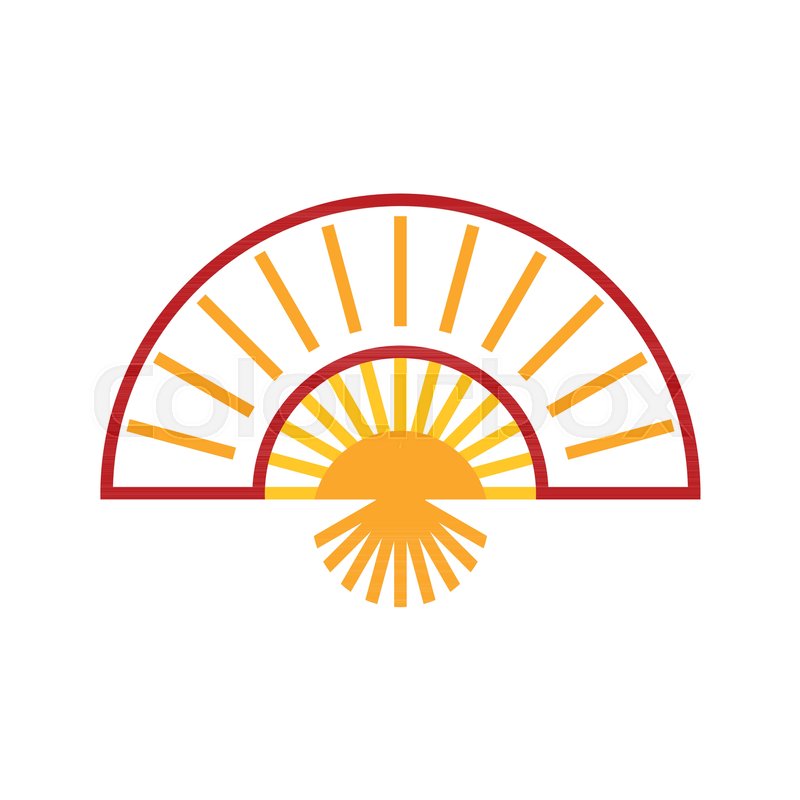 800x800 Abstract Asian Hand Fan Vector Illustration Graphic Design Stock
